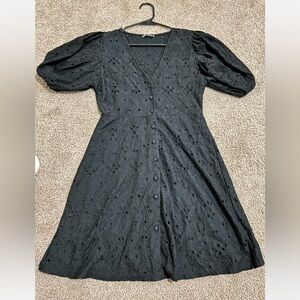Zara Black Smocked Puff Sleeve Sundress